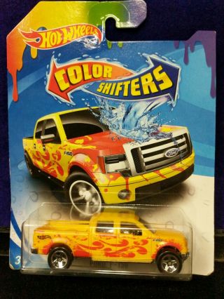 New/sealed Hot Wheels Color Shifters 1/64 Ford F - 150,  Yellow/orange,  F150