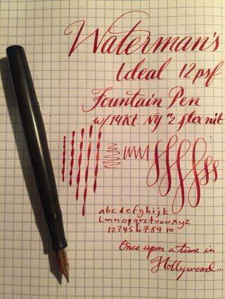 Antique Waterman’s Ideal 12 Psf Fountain Pen W 14 K Gold Vintage Flex Nib Ny