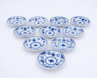 10 Small Dishes 504 - Blue Fluted - Royal Copenhagen - Half Lace - 1:st Quality