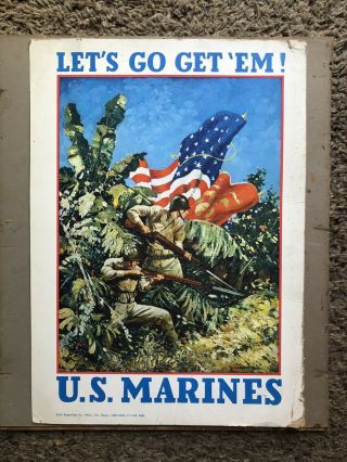 Wwii Let’s Go Get Em U.  S.  Marines 9 - 1/2 X 13 - 1/2 Poster