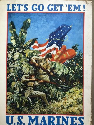 WWII Let’s Go Get Em U.  S.  Marines 9 - 1/2 X 13 - 1/2 Poster 3