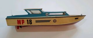 Large 34 " Vintage Wooden Radio Control Boat Speedboat Yacht Rc Handmade Model