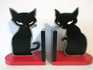 Emily The Strange Black Cat Jinx Bookends Decor Wood Painted