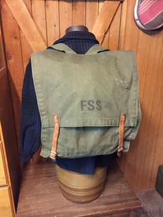 Vintage Us Forest Service Canvas Bag Backpack Fss Trails Smokejumpers Usfs