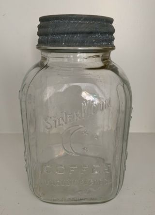 Silvermoon One Pound Coffee Jar Vtg Glass Memphis Usa Decor Jar