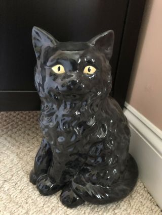 Vintage Large Ceramic Black Cat Statue
