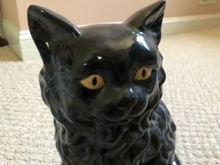 Vintage Large Ceramic Black Cat Statue 3
