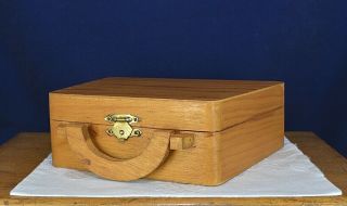 Vintage Small Wooden Box Case With Handle Wood Suitcase Arts Crafts Project