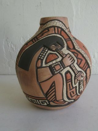 Vtg Carla Nampeyo Hopi Native American Indian Pottery Vase Seed Pot Jar 6 1/2 "