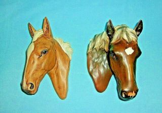 Norcrest Vintage Ceramic Horse Head Wall Plaques 1 With Label.  Made In Japan