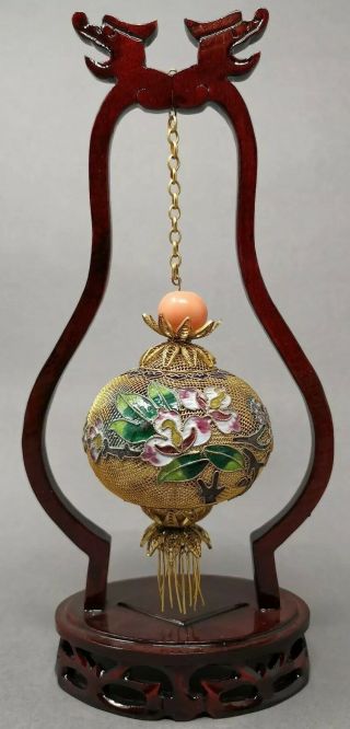 Philip’s Carmel Old Estate 60g Silver Gold Gilt Coral Enamel Latern Asian China