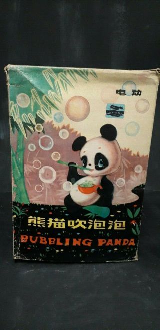 1960s Shop Old Stock Battery Operated Tin Bubbling Panda