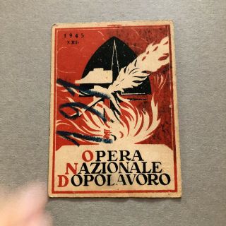 L) Italy Italian Fascist Id Card Ond Dopolavoro Workers Rsi 1945 Cuneo
