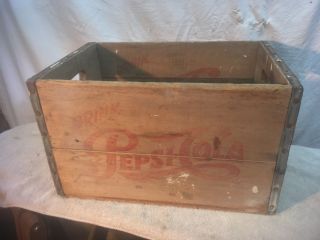 Vtg 1930s Pepsi Cola Wood Crate Box " A Nickle Drink Worth A Dime