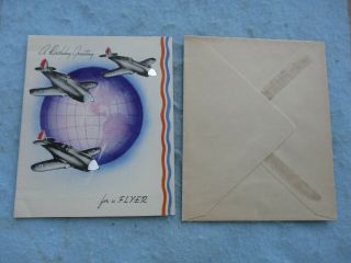 Wwii Us Army Air Corps Birthday Card With Envelope P40 And V Victory Wwii