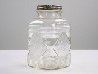 Hazel Atlas Art Deco 3lbs Glass Jar W Lid,  Vintage Square 80 Fl Oz Storage