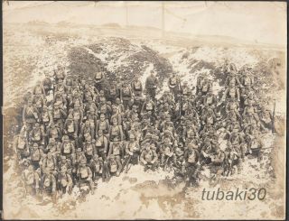 E32 Wwii Japanese Army Large Photo Armed Soldiers In Snowy China Battlefield