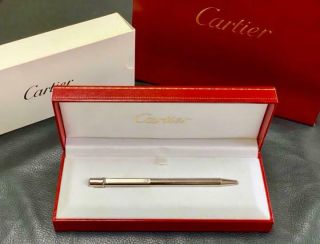 Cartier Must De Cartier Twist Type Ballpoint Pen Silver W/box