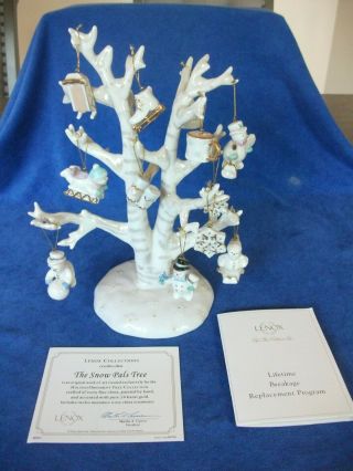 Lenox The Snow Pals Winter Tree With 12 Miniature Ornaments In Orig Box