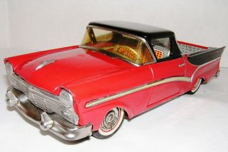 Ford Ranchero 1957 Bandai Japan Vintage Tin Friction Toy Car 12 " Red Black