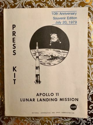 Apollo 11 Lunar Landing Mission Nasa Press Kit 10th Anniversary Edition 07/20/79