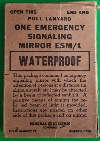 Wwii Military Issued Emergency Signaling Mirror Esm/1
