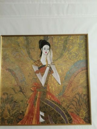 2 Mounted Silk Embroidery Of A Red Earth Painting On Silk With Embroidery
