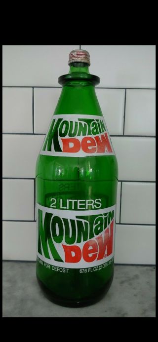 1980 Mountain Dew 2 Liter Glass Bottle