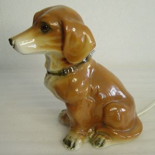 Lovely Art Deco Porcelain Perfume Lamp Dachshund Dog Signed Aerozon