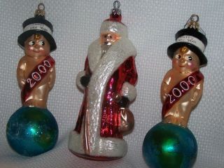 3 Radko Christmas Tree Ornaments Santa,  2000 Year (2)