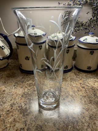Lenox Fine Crystal Vase Made In Czech Republic 13 1/2 " Tall And Sticker