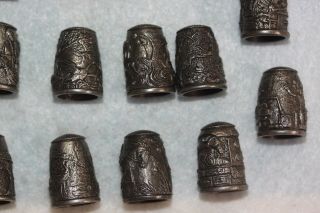 FRANKLIN GRIMM ' S FAIRY TALES PEWTER THIMBLES 1982 set of 17 3