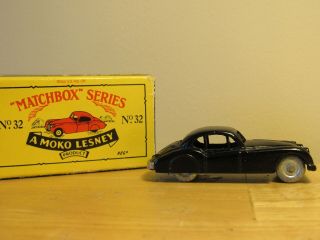 Old Matchbox Lesney Moko No.  32 Jaguar - Black W/ Gray Wheels