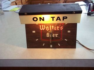 Vintage Old Walters Beer Light Clock Sign Eau Claire Wisconsin Wi Bar Tavern