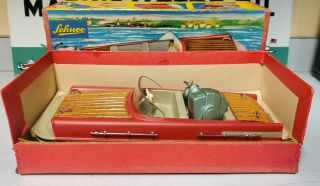 Vintage Shuco Elektro Record 5555 Toy Outboard Model Boat With Box