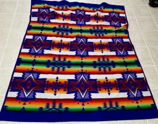 Vintage Pendleton Beaver State Robe Shawls Multicolor Aztec Wool Blanket 60 X 72 2