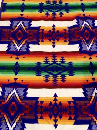 Vintage Pendleton Beaver State Robe Shawls Multicolor Aztec Wool Blanket 60 X 72 3
