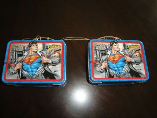 2 Dc Comics Superman Mini Lunch Box Ornaments