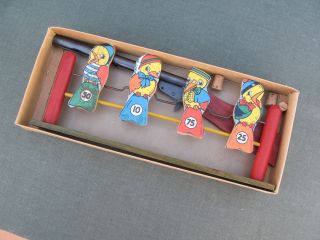 Antique Toy " Pop The Bird Target Game " Complete With Daisy Cork Gun