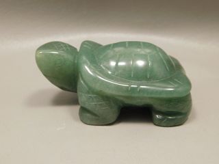 Turtle Figurine Green Aventurine Stone Animal Carving 3 Inch Rock Fetish 1