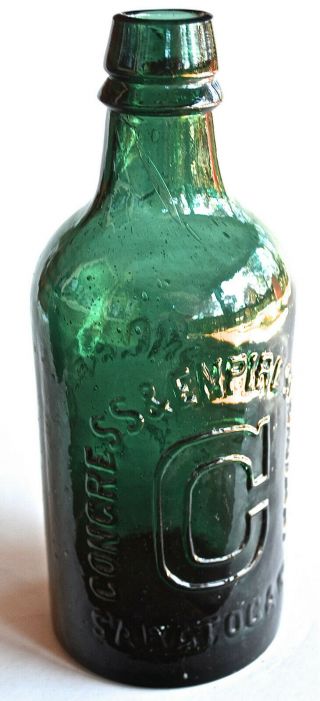 Saratoga Ny Congress & Empire Spring Mineral Water Bottle Square Mark On Base