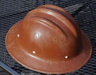 Vintage Orange/brown Bullard Hard Boiled Fiberglass Hardhat Ironworker Type