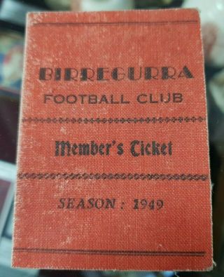 Vintage Birregurra Football Club Members Ticket Season 1949 Post Ww2