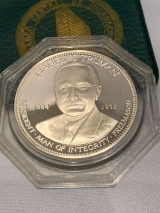 7/8 - Oz President Harry S.  Truman Freemason Masonic Coin Silver.  925,  Gold