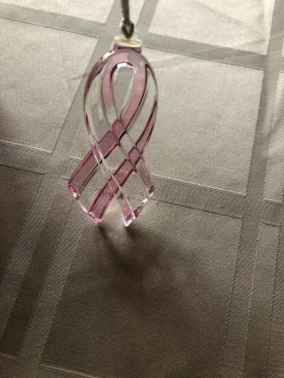 Lenox " Gift Of Knowledge " Crystal Breast Cancer Ribbon Ornament