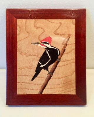 Marquetry Plaque " Pileated Woodpecker "