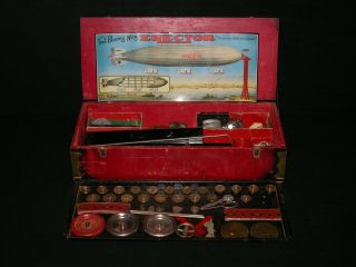 Vintage A.  C.  Gilbert No.  8 Erector Set - Zeppelin In Wooden Box