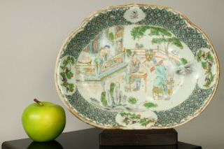 A Chinese Canton Famille Verte Dish With Figural Decoration 19thc Qing