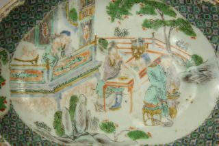 A Chinese Canton famille verte dish with figural decoration 19thc Qing 3