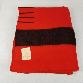 Vintage Large Red Hudson Bay Point Wool Blanket 84 " X 72 " 4 Points England